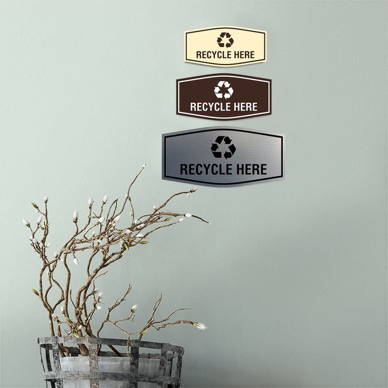 Fancy Recycle Here Sign (Black Gold) - Medium