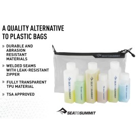 Sea to Summit TSA Approved Clear Toiletry Bag with 6 Refillable Travel Bottles 1 Quart