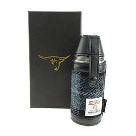 Maia Gifts Grey and Black Tartan Tweed Hunting Flask