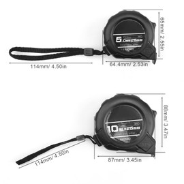 AMONENZ Stainless Steel Tape Measure, 5 Metres and 10 Metres, for Engineering Surveying, Architectural Design, Carpentry, Industrial Manufacturing, Pack of 2