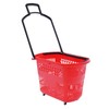 6PCS Plastic Shopping Basket with Handles&Wheels, 35L Rolling Shopping Cart
