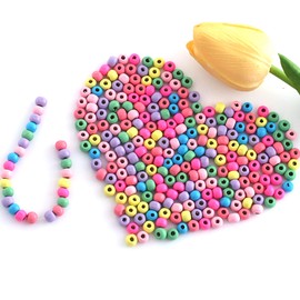 DAHI Approx. 1400 Pieces Colourful Wooden Beads 6 mm Round Wooden Beads in Colourful Craft Beads for DIY Bracelets Jewellery Decorations Gift (Light Colour 6 mm)