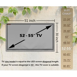 Outdoor TV Cover 55", IC ICLOVER 600D Heavy Duty 4 Season Weatherproof TV Screen Protector with Waterproof Zipper Access with Bottom Seal, Outside Television Cover for wall mount LED, LCD, OLED,