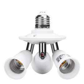 Electop E26 E27 Adjustable Socket Splitter,3 in 1 Socket White Bulb Base Adapter Lamp Holder,360 Degree Rotating 180 Degree Bending