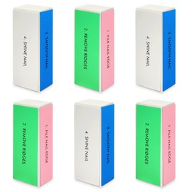 6-Pack Large Square Sponge Nail Buffer Block, 4-Way Nail File and Buffer for Smooth and Shiny Nails, Manicure and Pedicure Essentials