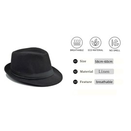 Soffpjy 1920s Mens Costume Fedora Hat Gatsby Gangster Accessories Suspenders & Pre Tied Bow Tie (Black A, Large（59-60cm）)
