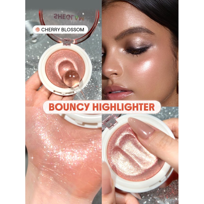 SHEGLAM Glowchi Bouncy Highlighter Mochi-like Formula Highlighter Long-lasting Shimmer Makeup-Cherry