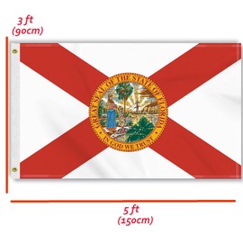 3×5 FT Florida State Flag, Large 100D America FL State Outdoor Banner,Doube Side Printing Decor for Patio Garden with Brass Gromment