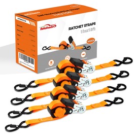 Autofonder Ratchet Straps Heavy Duty 4 Pack -15 FT - 1500 LB Break Strength – with Safety Lock Chromoly S Hooks - Cargo Straps for Moving, Appliances, Motorcycle Self-Storing NeatStrap