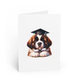 DistinctInk Greeting Card/Note Card - St. Bernard Puppy Graduation - PACK of 1