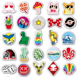 100 Pcs Aesthetic Waterprof Vinyl Anime Stickers for Water Bottle Laptop Hard Hat Skateboard Automobile Kids Teens Girls Boys Adults (GY-Bright Patterns)