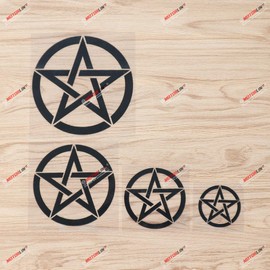 Wiccan Pagan Pentagram Pentacle Round Vinyl Decal Sticker - 4 Pack Black, 2 Inches, 3 Inches, 4 Inches, 5 Inches - for Car Laptop Window Phone