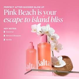 Saltair Aceite Corporal. Tamaño Jumbo. Aceite Hidratante Pink Beach Para Después De La Ducha Y El Baño. Para Mujeres Y Hombres. Loción Botánica, No Gr
