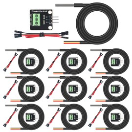 AITRIP 10Pack DS18B20 Temperature Sensors Kit 1m/39.3" Cable Waterproof with Stainless Steel Probe for Arduino Raspberry Pi