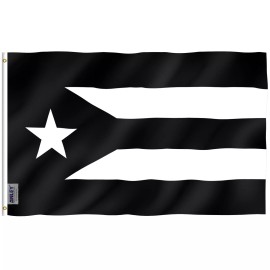 Anley Fly Breeze 3x5 Ft Puerto Rico Black Flag - Puerto Rican Flags Polyester