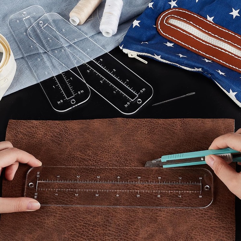 PH PandaHall 6pcs 3 Sizes Zipper Making Templates, Clear Acrylic