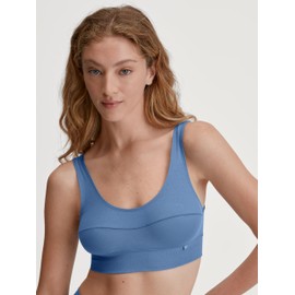 CALIDA Women's Elastic Bustier with Wide Soft Waistband, Naturally Breathable and Soft Single Jersey Quality, Riviera Blue, 40 - 42