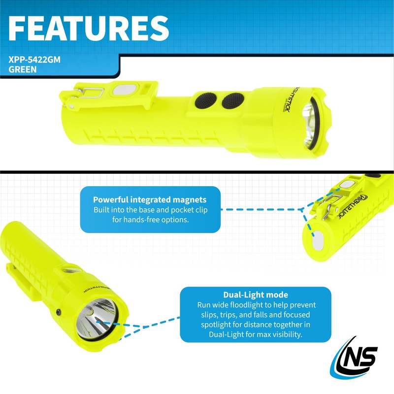 Nightstick XPP-5422GM Intrinsically Safe Dual-Light Flashlight w/Magnets-3 AA (not Included)