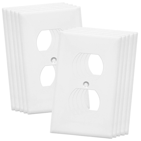 ENERLITES Duplex Wall Plates Kit, Electrical Outlet Covers, Standard Size 1-Gang 4.50" x 2.76", Unbreakable Polycarbonate Thermoplastic, Electric Receptacle Plug Covers, 8821-W-10PCS, White, 10 Pack