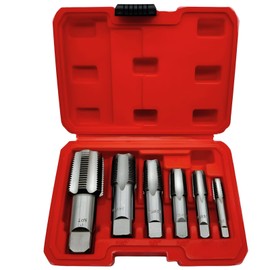6-Piece NPT Pipe Thread Repair Kit, Pipe Extractor Tool Set, Includes 6 Sizes, for Repairing Damaged Pipe Threads, Quality Steel Construction, Compact Storage Case
