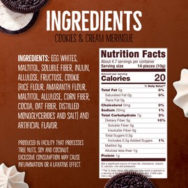 Don't Worry Low Calorie Meringue Cookies - 4 Pack - Cookies & Cream, Just 1 Calorie per Piece | Low Sugar Candy, Gluten Free, Protein Snacks | Keto Friendly and Healthy Snacks for Adults