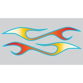 No. 2 Semi Truck Flame Decals - White Hot Fire w/Blue Pinstripe - Old School Hot Rod Airbrushed Style - 2 pc. Set