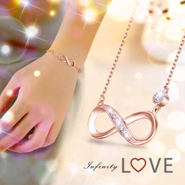Billie Bijoux 925 Sterling Silver Necklace Bracelet One Sets Forever Love” Infinity Heart Love Jewelry Sets White Gold Plated Diamond Women Necklace