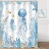GKLEASG Ocean Jellyfish Shower Curtain Nautical Coral Sea Turtle Coastal