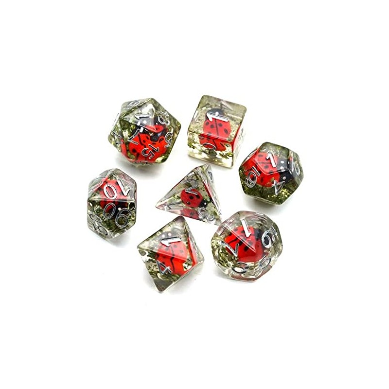 Adorable Polyhedral Dice Set for Dungeons & Dragons DND (Ladybug)