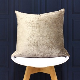 Riva Paoletti Verona Cushion Cover Square - Oyster Beige - Velvet Feel - Crushed Velvet Look - Hidden Zip Design - 100% Polyester - 55 x 55cm (22" x 22" inches) - Designed in the UK