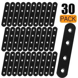 30 PCS Black Straight Braces, Cast Iron 100MM X 20MM X 3MM Heavy Duty Corner Braces for Wood, Mending Plate Connector Joining Bracket for Fence, Shelves, Furniture and Cabinet, Round End