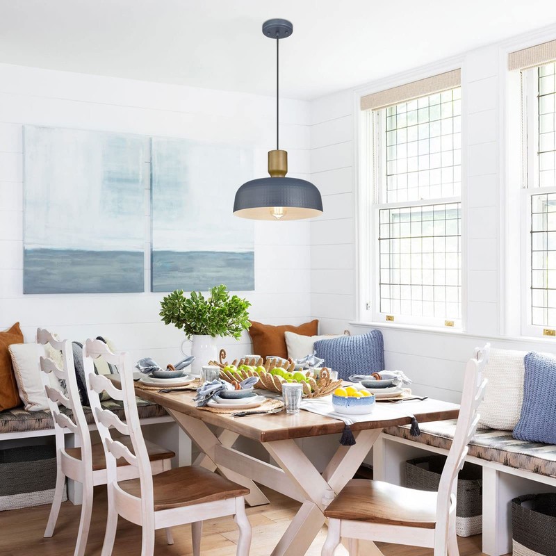 Luminzone Farmhouse Pendant Lights, Adjustable Hanging Light Fixtures with Hammered