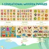 edutree Wooden Peg Puzzles for Toddlers 2-4, 6 Pack Educational