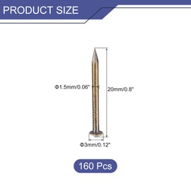 QUARKZMAN Pack of 160 Brass Nails 1.5 mm x 20 mm (DxL) Tiny Brass Nails Hardware Nails Small Nails for Wood DIY Decorative Boxes Household Accessories, Bronze Tone