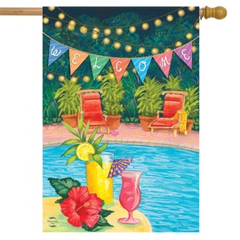 Briarwood Lane Poolside Paradise Summer House Flag Welcome Tropical 28" x 40"