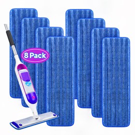 8 Pack Reusable Mop Pads Compatible for Swiffer PowerMop,Microfiber Mop Replacements Pads for 13''-15'' Spray Mop, Machine Washable Power Mop Pads for Swiffer,Dry Wet Spray Floor Pads, Blue