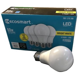 Led technology EcoSmart 60W Equivalent Bright White A19, Dimmable LED Light Bulb (16 Pack)