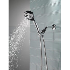 Delta Faucet 6-Setting Handheld H2Okinetic Shower Head, Chrome Shower with Hose, Hand Shower 1.75 GPM, Chrome 75536
