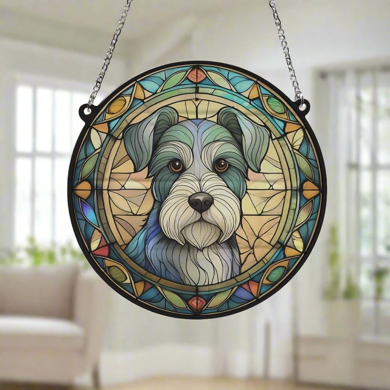 Image Industry Schnauzer Stained Glass Effect Suncatcher - Garden Gift