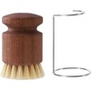 Dish Scrub Brush with Holder - Ergonomic Wooden Kitchen Cleaning