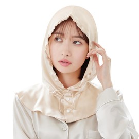 Utukky 100% Silk Night Cap, Turban, Silk Cap, Heat Retention, Hooded Design, No Shedding Until Morning, Night Hoodie, Prevents Dryness Due to Air Conditioning, No Elastic, Hair Cap, Moisturizing