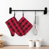 OWAGONGJE Buffalo Check Plaid Red and Black Oven Mitts and