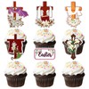 18Pcs Cross Cupcake Toppers - Religious Party Cupcake Toppers,Happy Easter