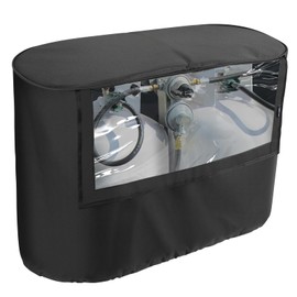 BougeRV RV Trailer Propane Tank Cover, Visible for Valve, Fit for Dual 30lb Tanks, Waterproof 600D Oxford Replacement Covers for RV/Trailer/Camper, RV Parts RV Accessories (Black)