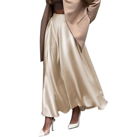 Satin Skirt Maxi Skirt Midi Skirt Silk Skirt Maxi Skirts for Women High Waisted Skirt Satin Skirts for Women Long Skirts for Women Trendy Plus Size Skirt A-Line Midi Skirts Champagne