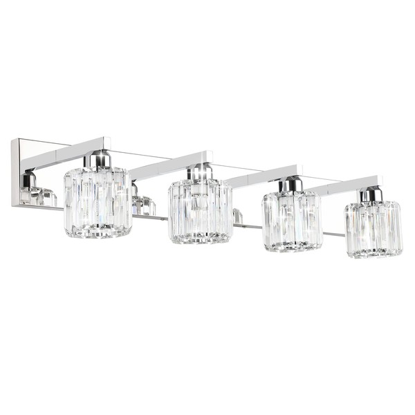 Aipsun Crystal Bathroom Vanity Light Modern Vanity Lighting Fixtures Crystal Vanity Light for Bathroom 4 Lights(Not Include Bulb)