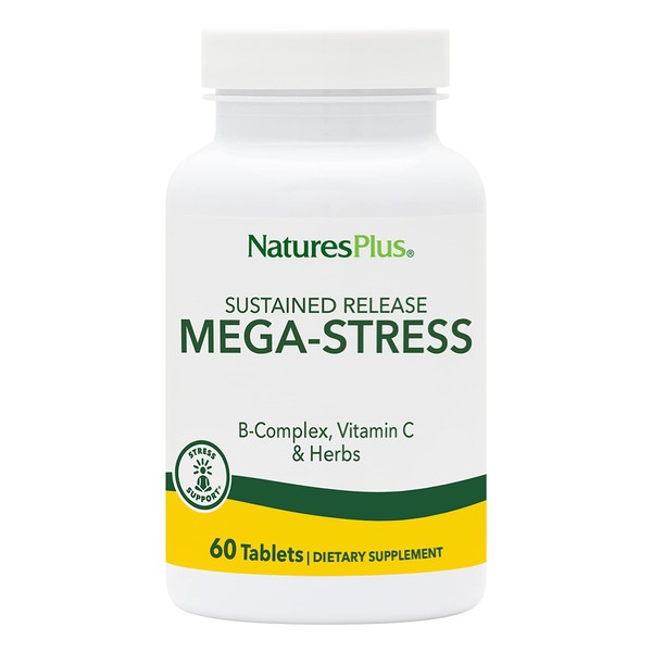 NaturesPlus Mega-Complex, Sustained Release - 60 Vegetarian Tablets - B Complex, Vitamin C Supplement, Chamomile & Herbs for Natural - Gluten-Free - 60 Servings