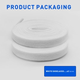 NDTEZUGT Flat Shoelaces for Air Max 90&1 Running Sneakers, 5/16"(8mm) Cotton Shoe Laces Replacement Strings (White,63"/160cm)