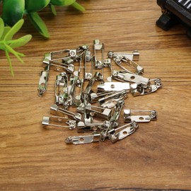 Shapenty 30PCS Locking Pins Backs Safety Clasp Brooch Badge Bar Jewelry Pins for DIY Craft Name Tags Ribbon Corsages Costume Jewelry Making Sewing Felt Fabric Baby Shower Wedding (Silver, 15MM)