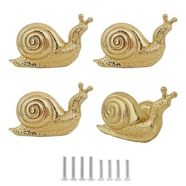 Decorative Snail Cabinet Knobs, Vintage Metal Snail Shape Knobs Pulls Handles Single Hole for Door Drawer Cupboard Closet, Antique Dresser Knobs Kitchen Home Hardware Furniture Handle 4Pcs (Gold)
